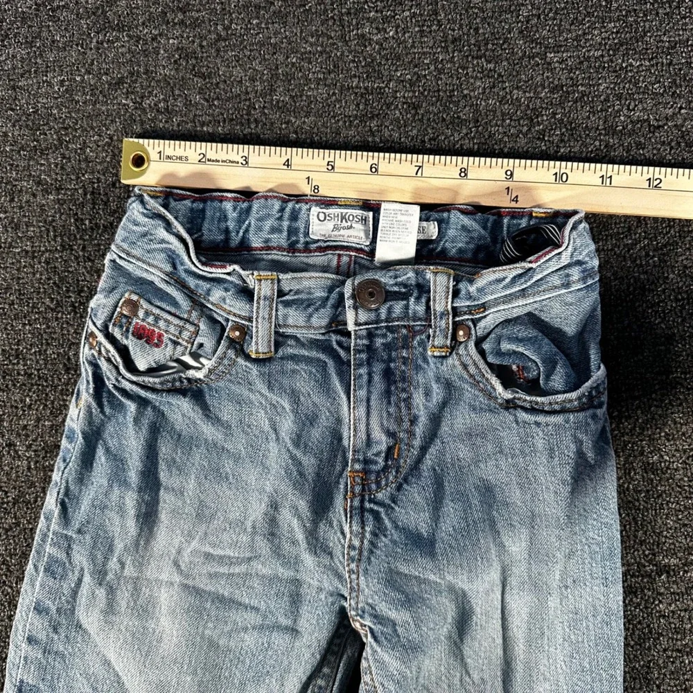 OshKosh B'gosh Loose Fit Jeans Boys 7 Regular Light Wash Blue Good Adjustable
